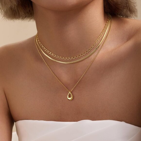 Christmas gift gold Style 01 plated layered necklaces women dainty choker set - Picture 7 of 7